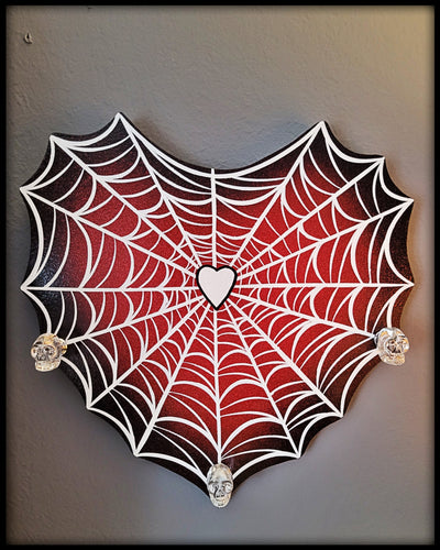 Red Webbed Heart Jewelry Holder