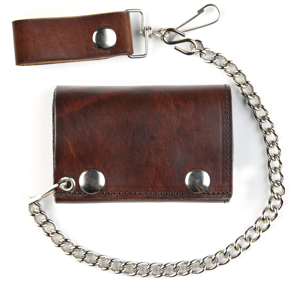 Brown Trifold Biker Wallet