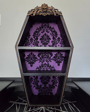 Load image into Gallery viewer, 25" Purple Damask Coffin Shelf