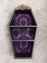 Load image into Gallery viewer, 25" Purple Damask Coffin Shelf
