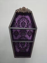 Load image into Gallery viewer, 25" Purple Damask Coffin Shelf