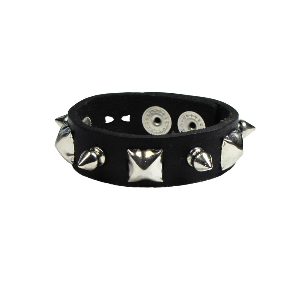 Pyramid & Spike Leather Cuff