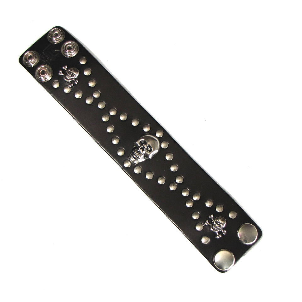 Studded Skull Leather Cuff