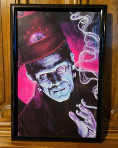 18" Fez Monster Framed Print