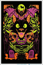 Load image into Gallery viewer, Black Cat Flocked Blacklight Poster