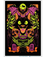 Load image into Gallery viewer, Black Cat Flocked Blacklight Poster